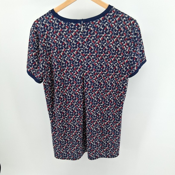 Lauren Ralph Lauren Geometric Top Womens Sz XL Navy Fall Career Dark Academia - Picture 7 of 10